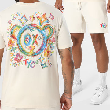 Teddy Yacht Club - Conjunto T-Shirt e Calção de treino Monogram Flower Bege