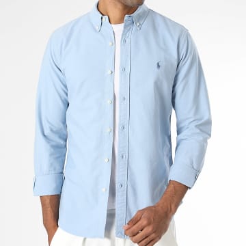Polo Ralph Lauren - Camisa Manga Larga Slim Fit Original Player Azul Claro