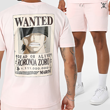 One Piece - Co-ord Set T-Shirt En Casual Short Wanted Zoro Roze