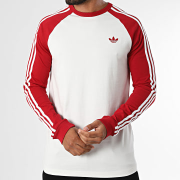 Adidas Originals - Camiseta Manga Larga A Rayas 3 Stripes KT5065 Blanco Rojo