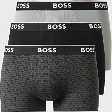 BOSS - Pack de 3 Boxers Power Desig 50554443 Gris Negro Gris Antracita