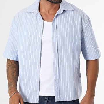 Frilivin - Shirts Short Sleeve Striped 500 Light Blue White