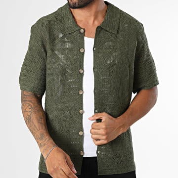 Frilivin - Short-Sleeved Crochet Shirt 242 Khaki Green