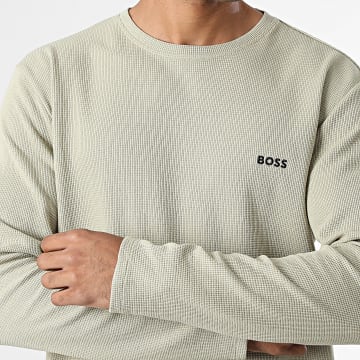 BOSS - T-Shirt Manga Longa Waffle 50535870 Verde Claro