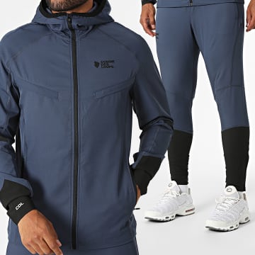 Comme Des Loups - Completo Giacca Con Zip Cappuccio E Pantalone Jogging Running Blu Navy Nero