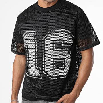 Frilivin - Camiseta Oversize en Mesh 750 Negro Blanco