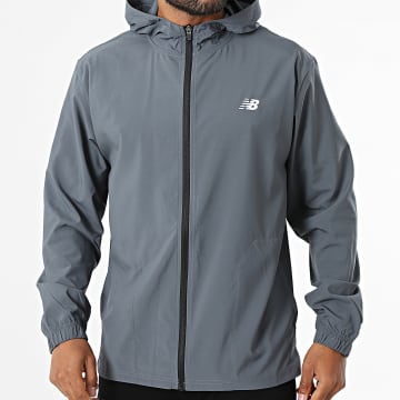 New Balance - Cortavientos con capucha y cremallera MJ51900 Gris Antracita