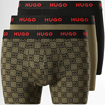 HUGO - Set van 3 boxers Design 50532559 Zwart Groen Kaki Rood