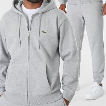 Lacoste - Conjunto De Pantalón Chándal Logo Bordado Cocodrilo Gris Jaspeado