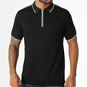 Armita - Polo Maniche Corte A Bande Collo Zip 877 Nero