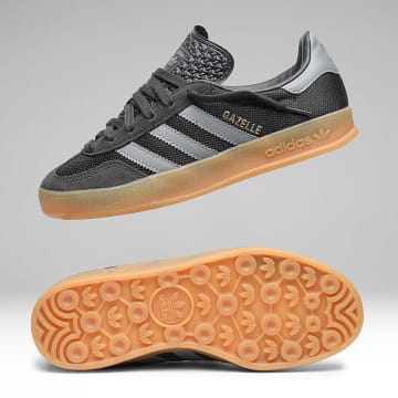 Adidas Originals - Zapatillas Mujer Gazelle Indoor J KI4503 Utility Black Grey Three Gold Metallic