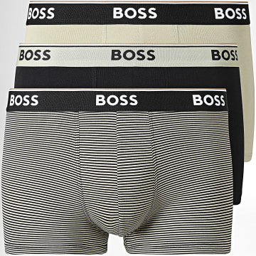 BOSS - Pack de 3 Boxers Power Trunk 50554443 Negro Rayas Verde Claro