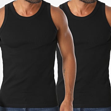 Jack And Jones - Pack de 2 camisetas sin mangas Organic Rib negras
