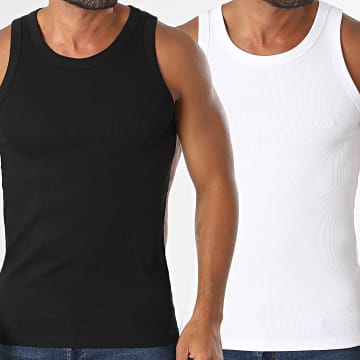 Jack And Jones - Lot De 2 Débardeurs Organic Rib Noir Blanc