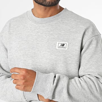 New Balance - Sweat Crewneck Relaxed Fit Woven Label MT6175T5 Gris Chiné Noir