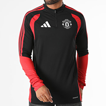Adidas Sportswear - T-Shirt Maniche Lunghe A Righe Manchester United Tiro Training KC4885 Nero Rosso