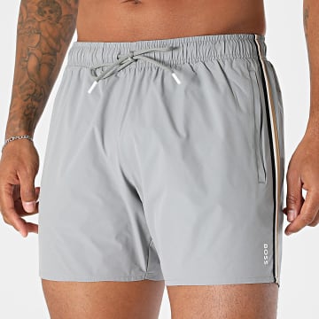 BOSS - Pantalón Corto De Baño A Bandas Iconic 50491594 Gris Claro