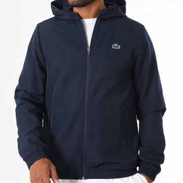 Lacoste - Veste Capuche Zippée Regular Fit Logo Crocodile Bleu Marine