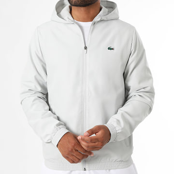 Lacoste - Veste Capuche Zippée Regular Fit Logo Crocodile Gris Clair