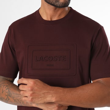 Lacoste - Camiseta Classic Fit Big Logo Relief Burdeos