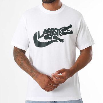 Lacoste - Camiseta Classic Fit Logo Cocodrilo Impreso Blanco