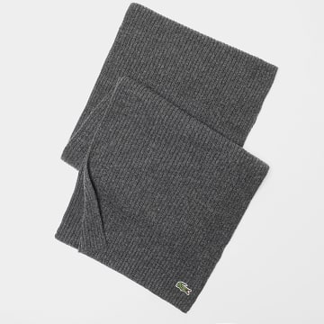 Lacoste - Sjaal Logo Geborduurd Krokodil Grijs Antraciet Gemêleerd