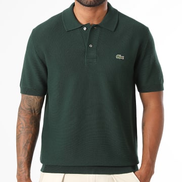 Lacoste - Polo Manches Courtes En Maille Logo Brodé Crocodile Vert Foncé