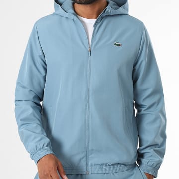 Lacoste - Chaqueta Capucha Cremallera Corte Regular Logo Cocodrilo Azul Claro