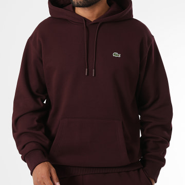 Lacoste - Felpa Con Cappuccio Classic Fit Logo Ricamato Coccodrillo Bordeaux