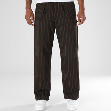 LBO - Pantalon Habillé Large A Plis Rayures 2864 Marron