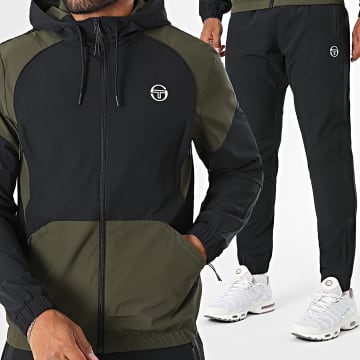 Sergio Tacchini - Ensemble De Survêtement Grecale 41724 41725 Vert Kaki Noir