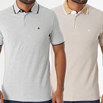 Jack And Jones - Pack de 2 Polos Paulos Bege Mesclado Cinza Mesclado