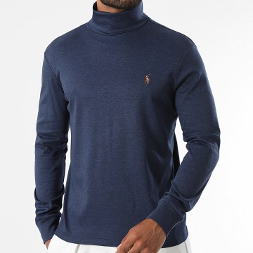 Polo Ralph Lauren - Sweat Col Roulé Oxford Bleu Marine Chiné