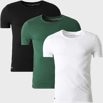 Lacoste - Pack de 3 Camisetas Logo Bordado Cocodrilo Blanco Verde Negro
