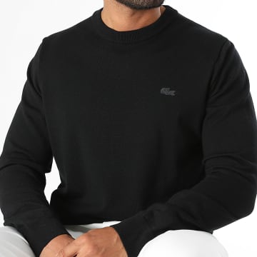 Lacoste - Pull Regular Fit Logo Brodé Crocodile Ton Sur Ton Noir