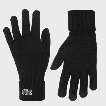 Lacoste - Strickhandschuhe mit eingesticktem Krokodil-Logo Schwarz