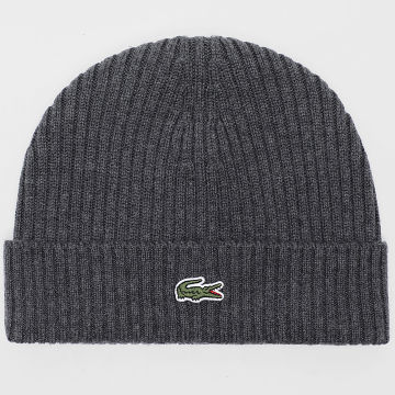 Lacoste - Bonnet Side Logo Brodé Crocodile Gris Anthracite