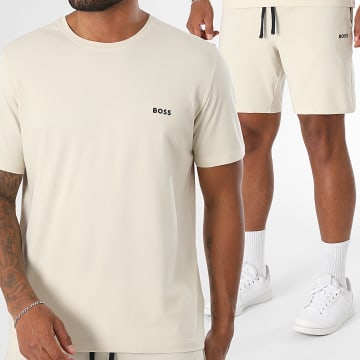 BOSS - Conjunto T-Shirt E Calção de treino Mix And Match 50515312 50515314 Bege