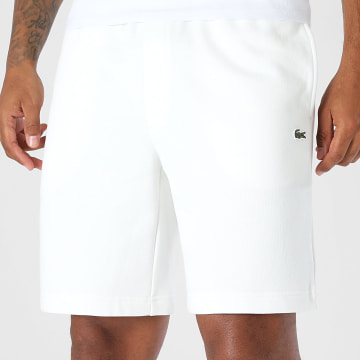 Lacoste - Pantalón Corto de chándal Regular Fit Logo Bordado Cocodrilo Blanco