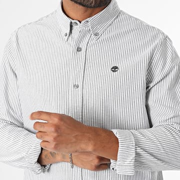 Timberland - Chemise Manches Longues Regular Fit Striped Oxford 0YH8B Blanc Gris
