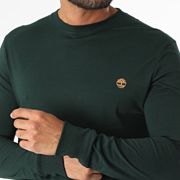 Timberland - Camiseta Manga Larga Slim Bordado Árbol 0YHBT Verde Oscuro