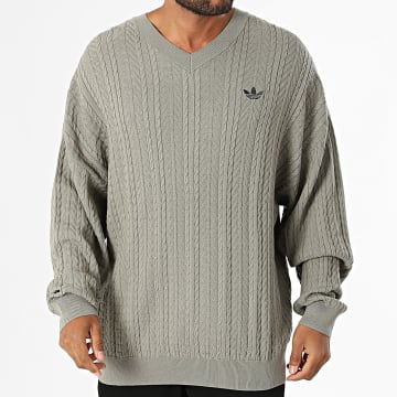 Adidas Originals - Jersey Cuello V Punto Trenzado KR9767 Verde Caqui Claro