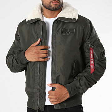 Alpha Industries - Bomberjacke mit Schafsfellkragen B15 3 TT 198122 Khaki Grün