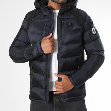 Comme Des Loups - Heated Hooded Puffer Jacket Avoriaz Navy Blue Black