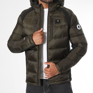 Comme Des Loups - Heated Hooded Puffer Jacket Avoriaz Khaki Green Black