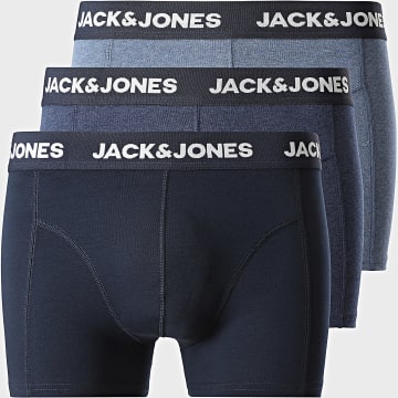 Jack And Jones - Pack de 3 Boxers Trunk Fax Azul Marino Azul Jaspeado