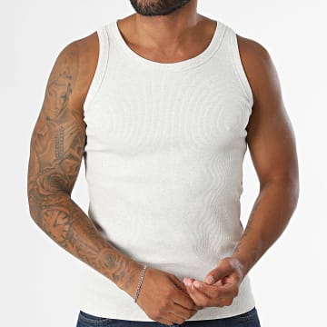 Jack And Jones - Canotta Organic Rib Beige Chiaro Mélange