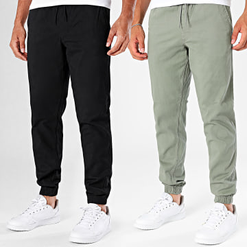 Jack And Jones - Lot De 2 Joggers Pants Gordon Dylan Noir Vert Kaki