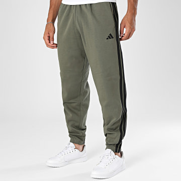 Adidas Performance - Pantalón chándal con bandas Fleece Tapered Essential KY4130 verde kaki