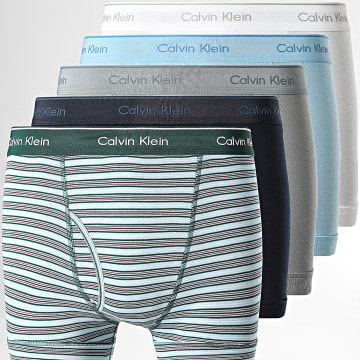Calvin Klein - Lot De 5 Boxers NB1897 Bleu Marine Bleu Clair Vert Foncé Blanc Gris